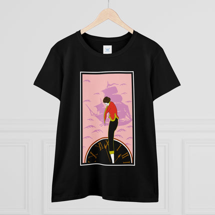 Woman Waiting for her Beloved at 1:59 by Kobayashi Kaichi Women's Midweight Cotton Tee
