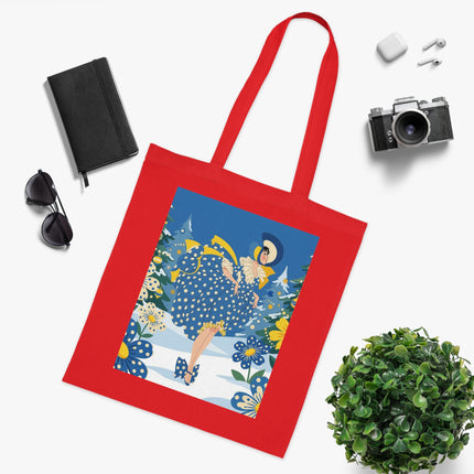 💙🎄 The Bluebell Christmas Promenade Cotton Tote Bag – Art Deco Holiday Elegance