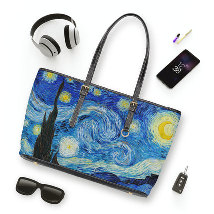 The Starry Night by Vincent Van Gogh PU Leather Shoulder Bag
