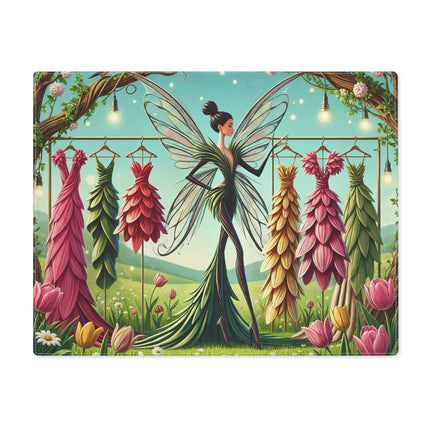🧚‍♀️🌷 A Fairy Choosing Gowns Placemat – Enchanted Floral Fashion Boutique