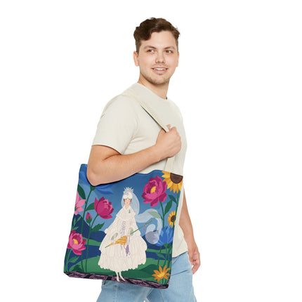 🌸👑 The Lady Of The Enchanted Flower Crown Tote Bag – Art Deco Garden Fantasy