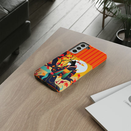 Black Cat in Kimono Phone Cases