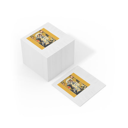 Golden Embrace White Coined Napkins