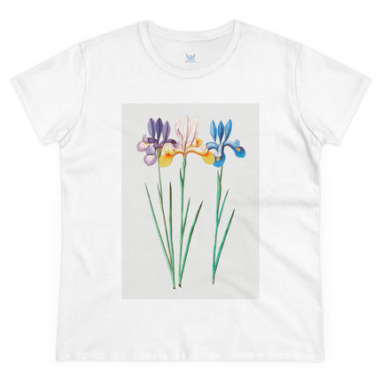 Women's Blue Iris Print Midweight Cotton Tee