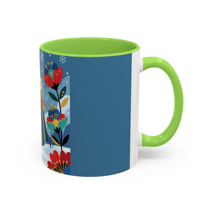 ❤️❄️ The Winter Heart Messenger Colorful Mug – Art Deco Snow Garden Fantasy