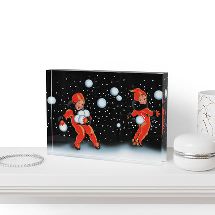 A Festive Snowball Acrylic Art Block