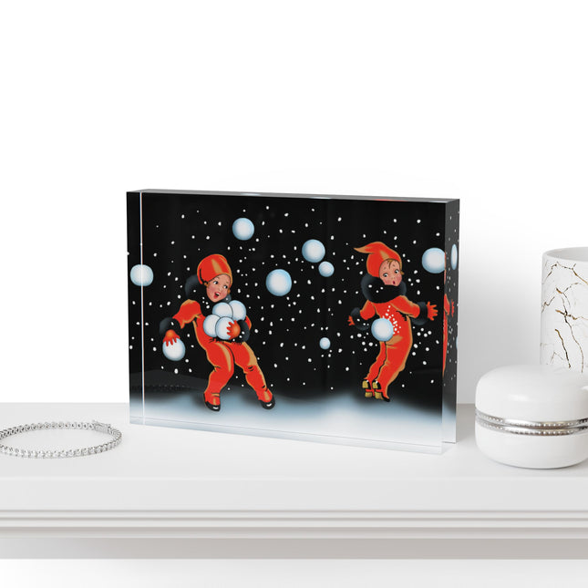 A Festive Snowball Acrylic Art Block