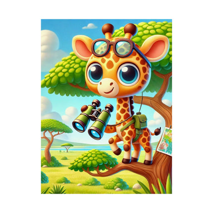 🦒🌿 Giraffe Lookout Matte Vertical Poster – Curiosity, Adventure & Joyful Discovery