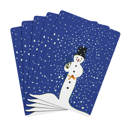 Snowman in Falling Snow Playing Cards