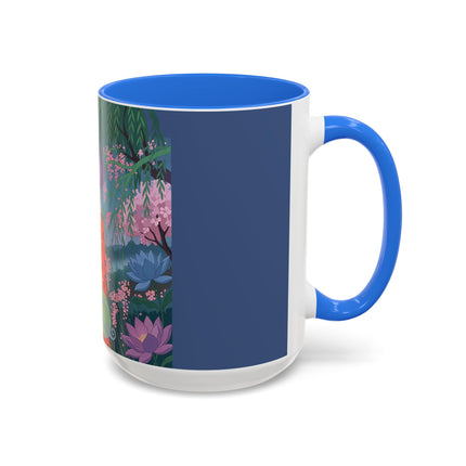 The Lady Of The Cherry Blossoms Colorful Mugs – Art Deco Spring Elegance