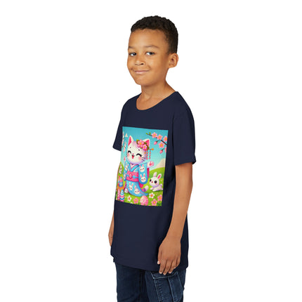 Springtime Kitten’s Easter Joy Youth Short Sleeve Tee