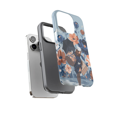 ☂️🌺 The Lady Of The Traveling Garden Phone Case – Art Deco Floral Adventure