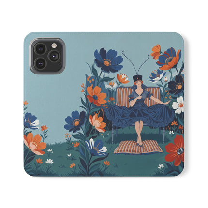 🌺🎩 The Lady Of The Grand Flower Garden Flip Case – Art Deco Floral Fantasy