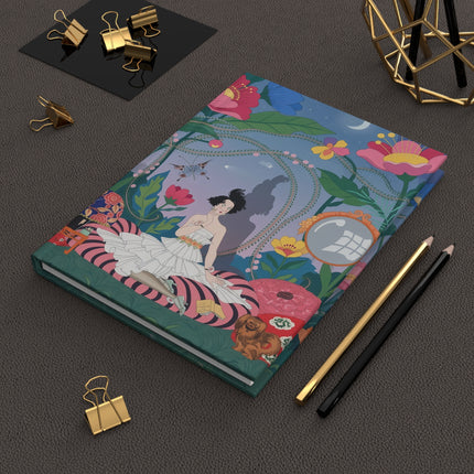 🌙🌺 The Lady Of The Moonlit Secret Garden Hardcover Journal – Art Deco Floral Whimsy