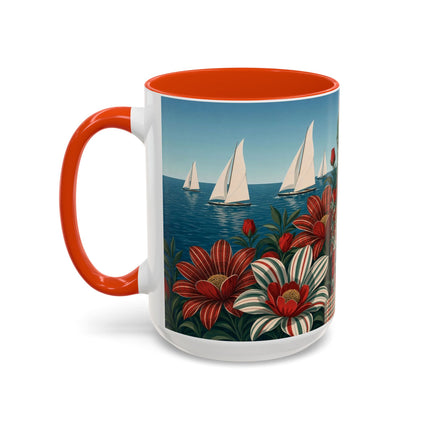 ⛵🌹 The Seaside Rose Traveler Colorful Mug – Art Deco Floral Elegance