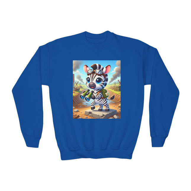 Zebra Lookout Youth Crewneck Sweatshirt – Adventure, Curiosity & Explorer Spirit