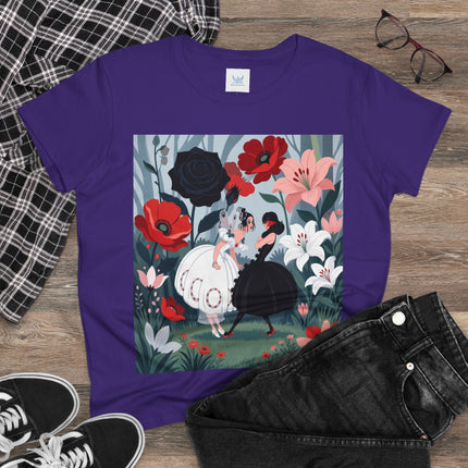 🌹🖤 The Midnight Rose Garden Cotton Tee – Art Deco Floral Fashion