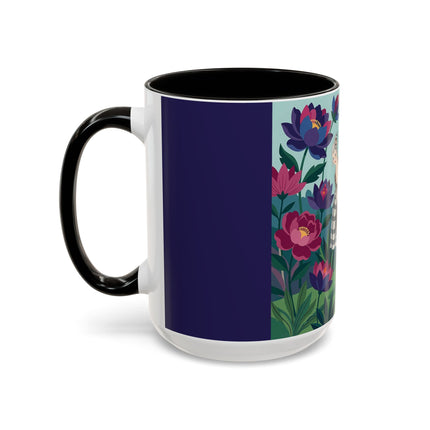 The Lady Of The Lotus Garden Colorful Mugs – Art Deco Botanical Elegance