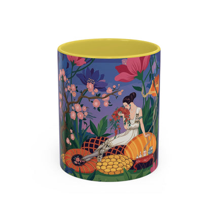 The Garden Of Quiet Reverie Colorful Mugs – Art Deco Botanical Serenity