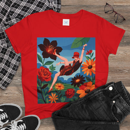 🌺✨ The Lady In The Fabulous Flowers Cotton Tee – Art Deco Floral Fantasy