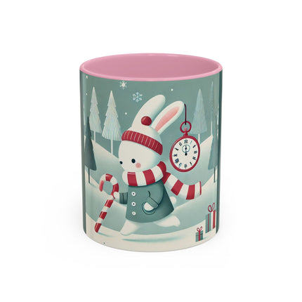 Candy Cane Timekeeper Bunny Colorful Mugs (11oz, 15oz)