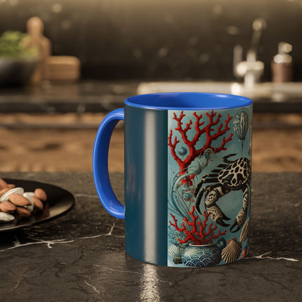 Spotted Crab & Pagoda Colorful Mug – Mystical Ocean & Asian Harmony