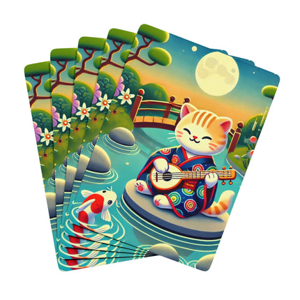 Melodic Kitten by the Koi Pond Playing Cards
