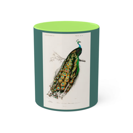 Indian Peafowl by Charles Dessalines D' Orbigny Colorful Mugs, 11oz
