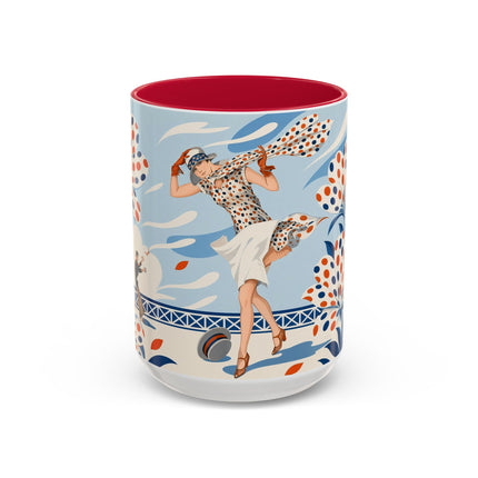 🌼🧡 The Polka Dot Wind Dancer Colorful Mug – Art Deco Fashion Whimsy