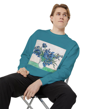 Irises by Vincent Van Gogh Unisex Garment-Dyed Sweatshirt