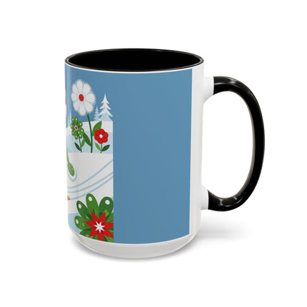 🎿❄️ The Winter Garden Skier Colorful Mug – Whimsical Holiday Fantasy