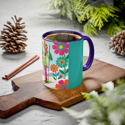 🎿🌸 The Winter Flower Adventurer Colorful Mug – Colorful Ski Fantasy