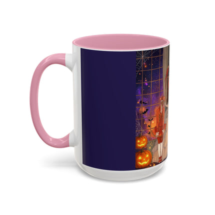 🌙🎃 The Moonlit Parlor Masquerade Colorful Mug – Elegant Halloween Romance