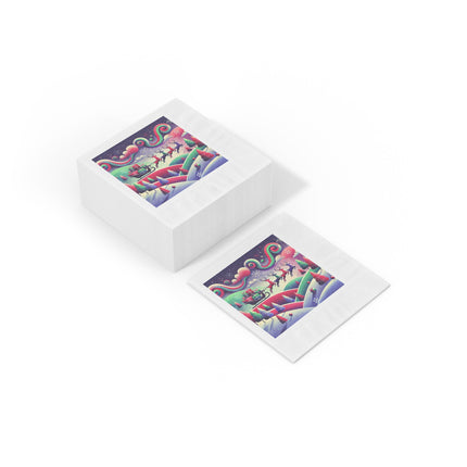 Festive Reindeer Flight White Coined Napkins