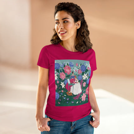 💎🌸 The Lady Of The Jeweled Garden Cotton Tee – Art Deco Floral Elegance