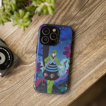 🌸🐦 The Lady Of The Midnight Bird Garden Phone Case – Art Deco Floral Fantasy