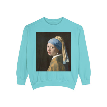 Girl with a Pearl Earring by Johannes Vermeer Unisex Garment-Dyed Sweatshirt