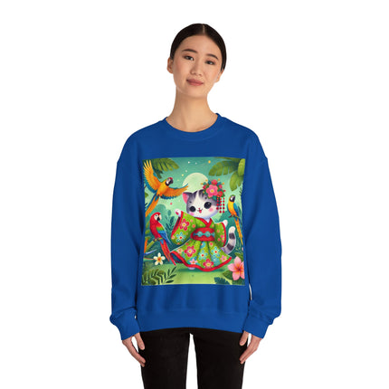 Parrot Dance of the Geisha Kitten Heavy Blend™ Crewneck Sweatshirt