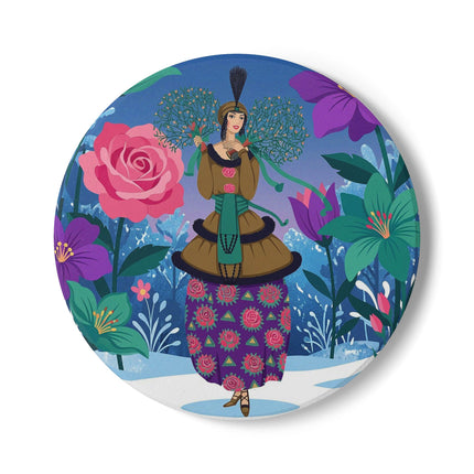 🌹❄️ The Holly Rose Of Winter Ceramic Tile – Art Deco Christmas Garden