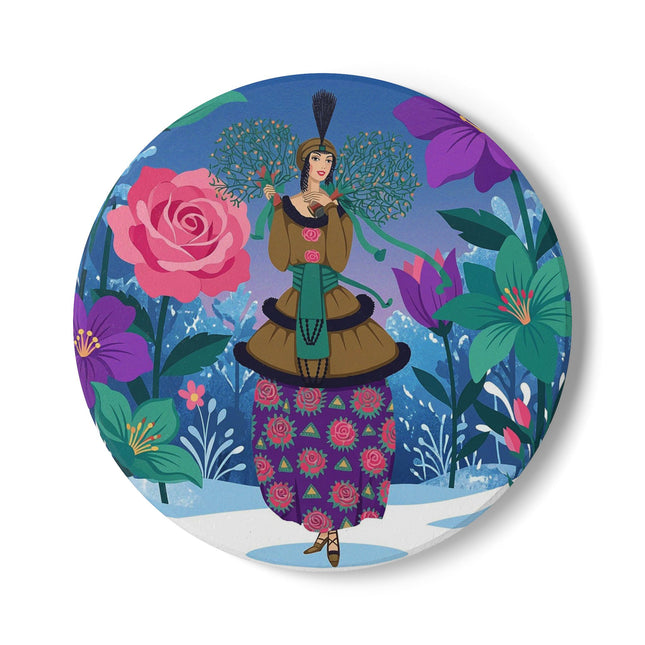 🌹❄️ The Holly Rose Of Winter Ceramic Tile – Art Deco Christmas Garden