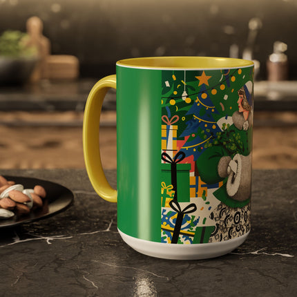 🍀🎄 The Emerald Holly Christmas Colorful Mug – Art Deco Holiday Elegance
