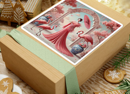 Petals, Porcelain, and Flamingos Kiss-Cut Stickers (4 Stickers)