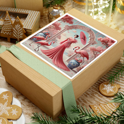 Petals, Porcelain, and Flamingos Kiss-Cut Stickers (4 Stickers)