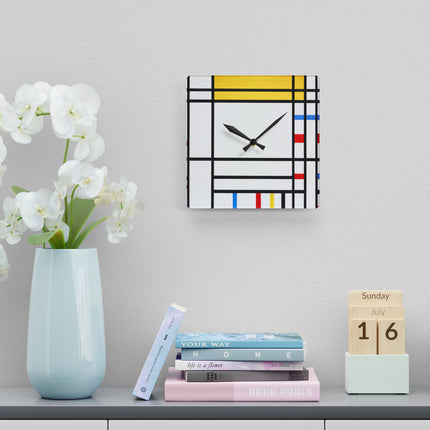 Place de la Concorde by Piet Mondrian Acrylic Wall Clock, Round and Square
