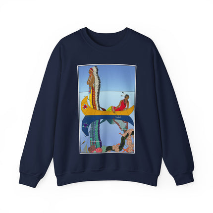 Le long du Missouri (Indian couple on the Missouri River) by George Barbier Heavy Blend™ Crewneck Sweatshirt