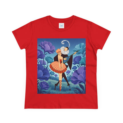 🎭🌺 The Garden Duet Cotton Tee – Art Deco Musical Whimsy