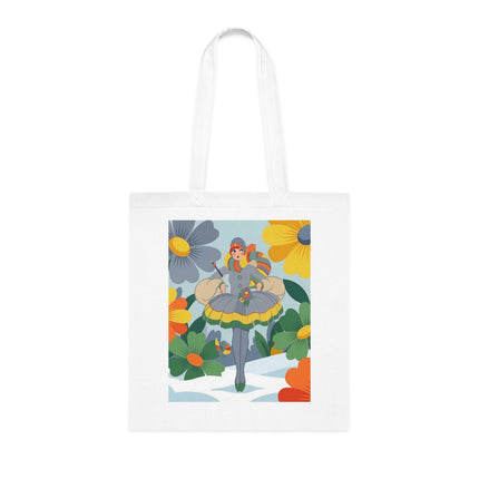 🌼❄️ The Winter Flower Wanderer Cotton Tote Bag – Colorful Winter Fantasy