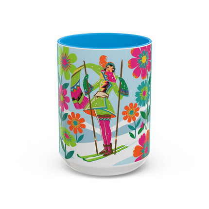 🎿🌸 The Winter Flower Adventurer Colorful Mug – Colorful Ski Fantasy