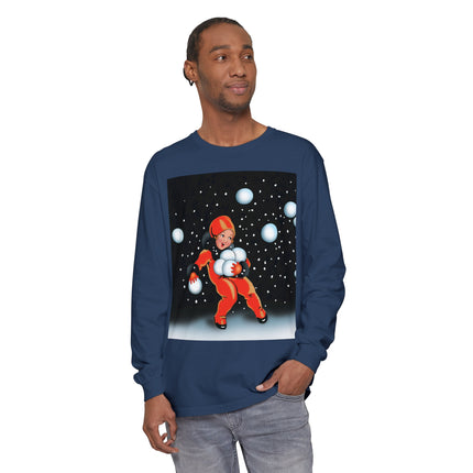 Festive Snowball Unisex Garment-dyed Long Sleeve T-Shirt