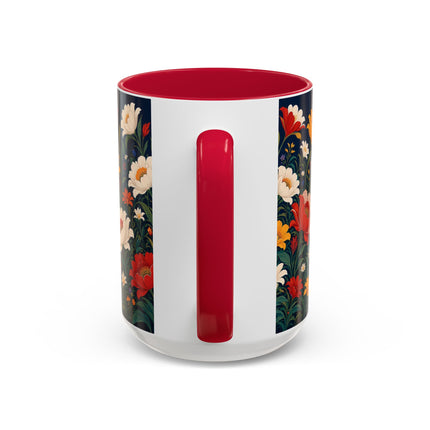 🌺🐦 The Enchanted Birdcage Garden Colorful Mug – Art Deco Floral Fantasy